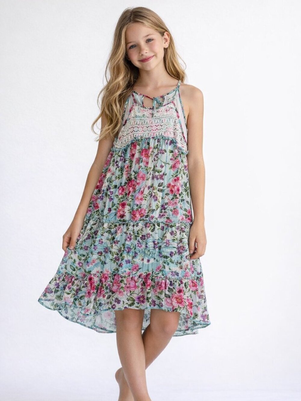 Pretty Midi Tiered Lace Dress Chiffon Party Size 14